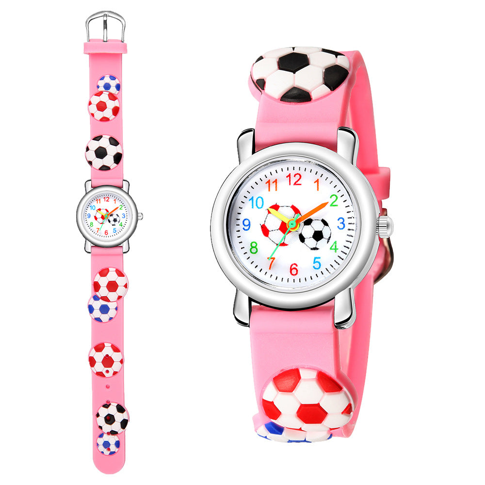 cartoon watch 3d embossed football pattern children's watch hello jewelry