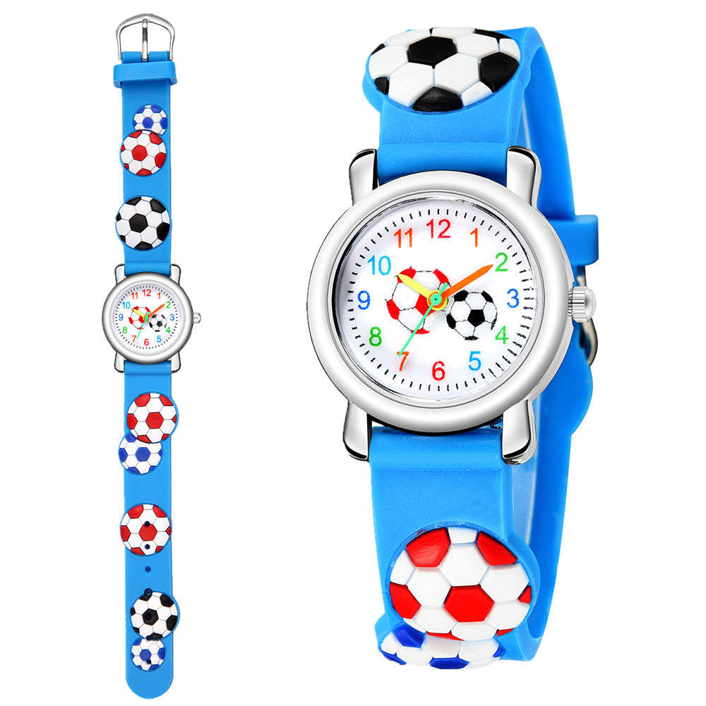 cartoon watch 3d embossed football pattern children's watch hello jewelry