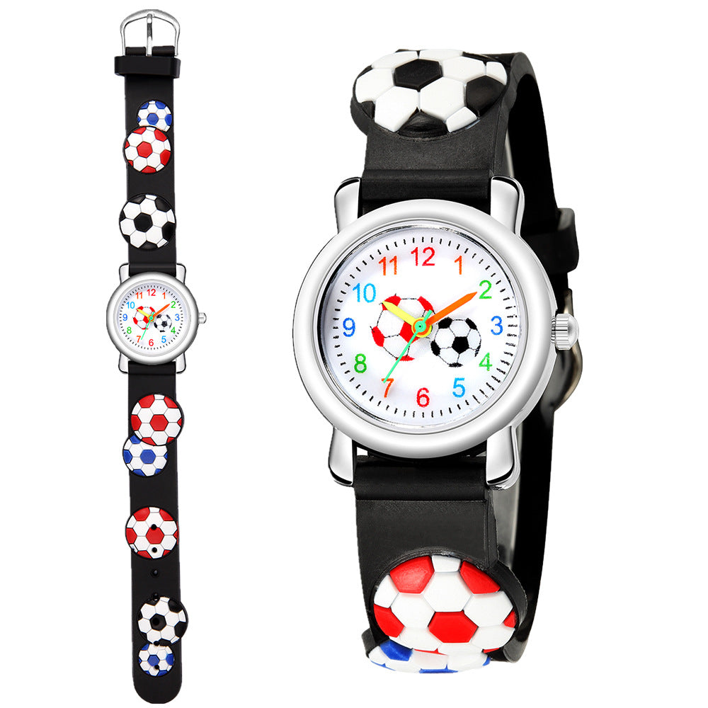 cartoon watch 3d embossed football pattern children's watch hello jewelry