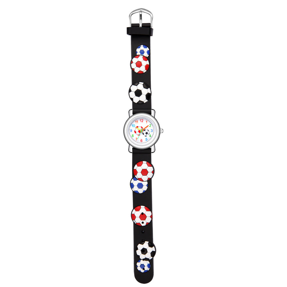 cartoon watch 3d embossed football pattern children's watch hello jewelry