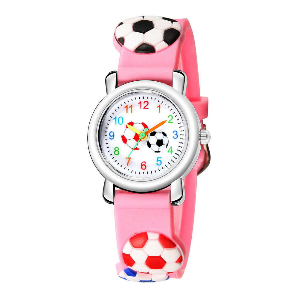 cartoon watch 3d embossed football pattern children's watch hello jewelry