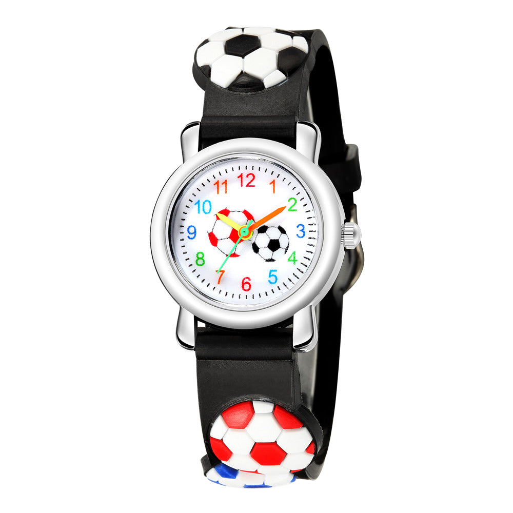 cartoon watch 3d embossed football pattern children's watch hello jewelry