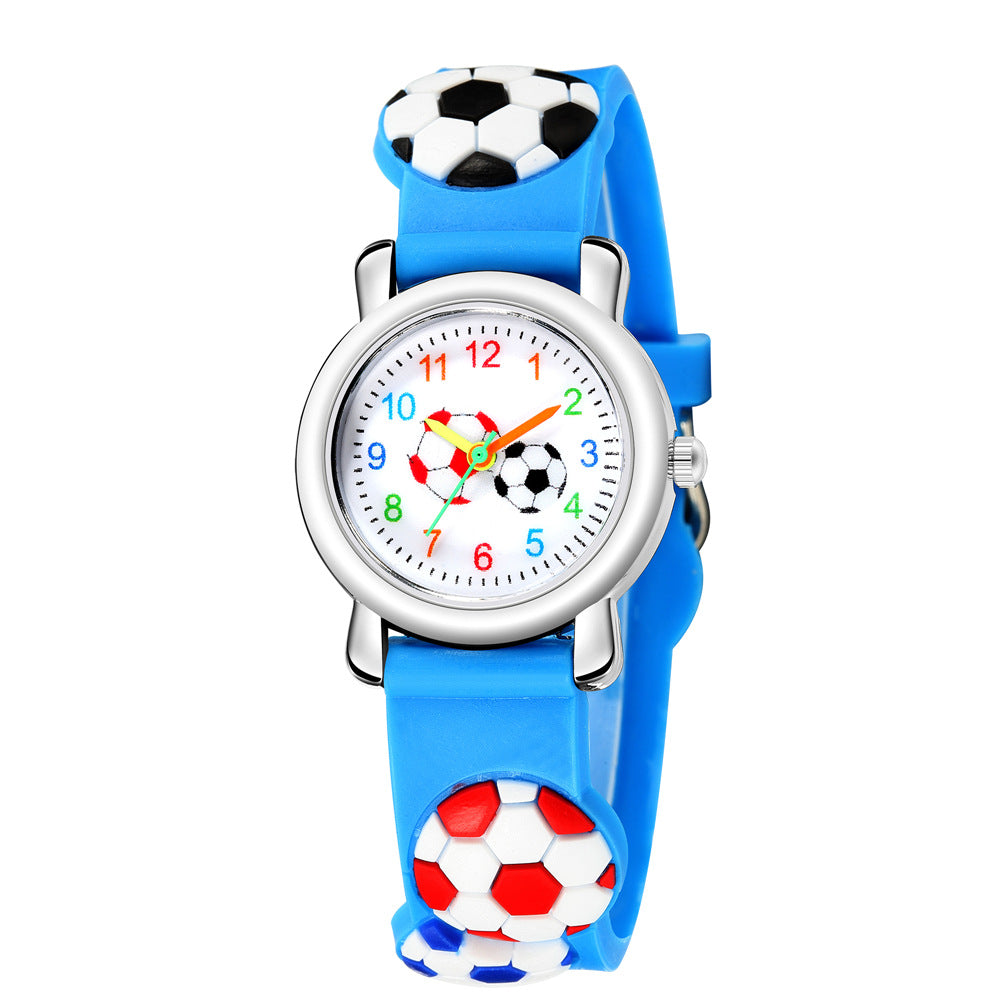 cartoon watch 3d embossed football pattern children's watch hello jewelry