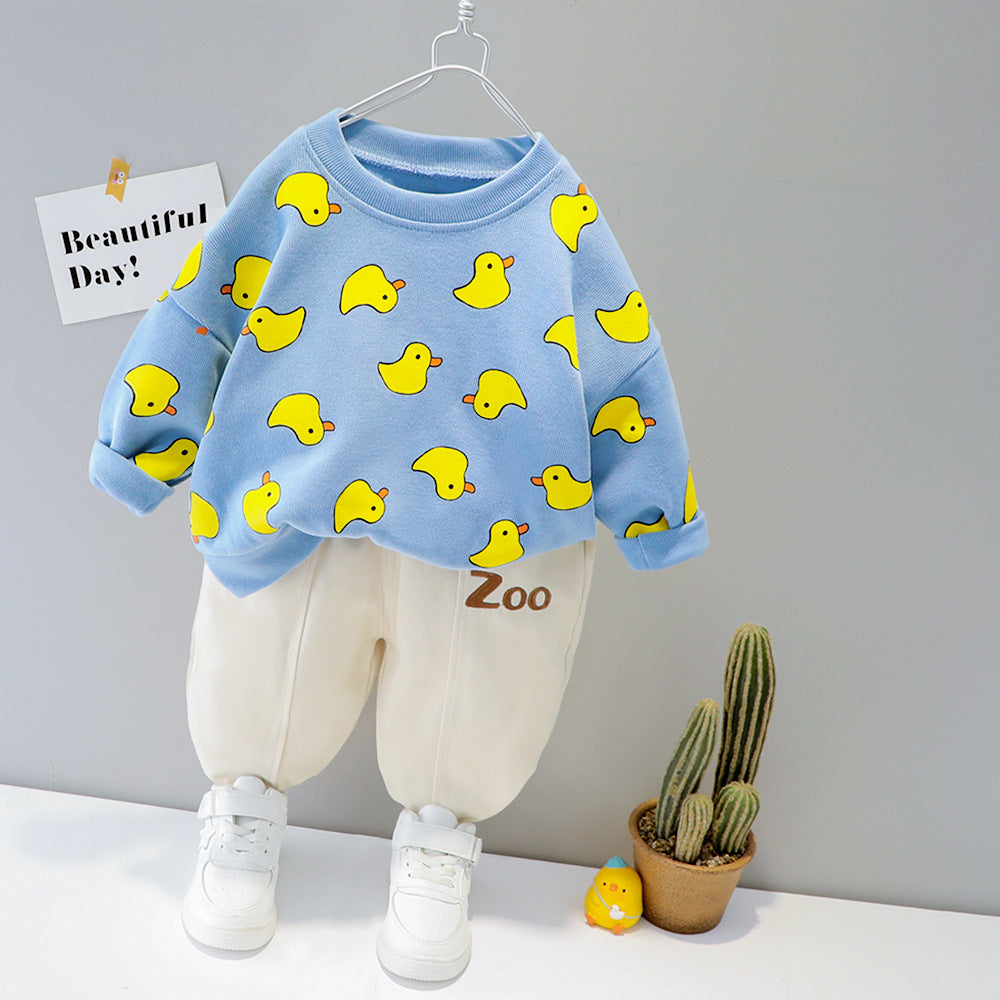 casual rabbit letter duck cotton boys clothing sets