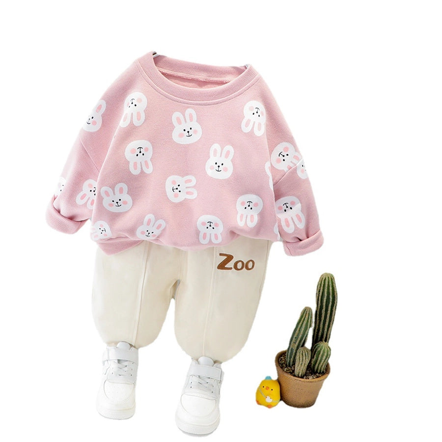 casual rabbit letter duck cotton boys clothing sets