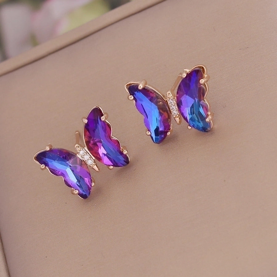 1 Pair Fashion Butterfly Plating Copper Rhinestones Glass Ear Studs