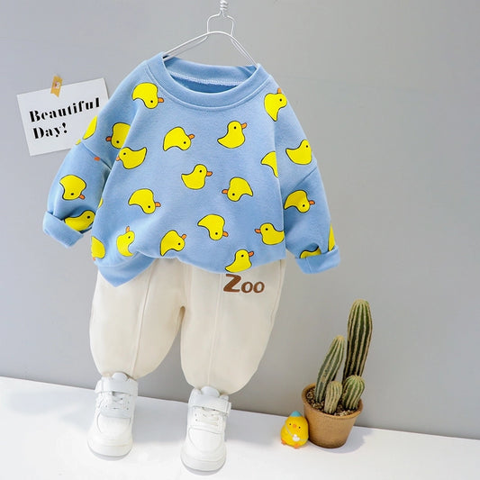 casual rabbit letter duck cotton boys clothing sets