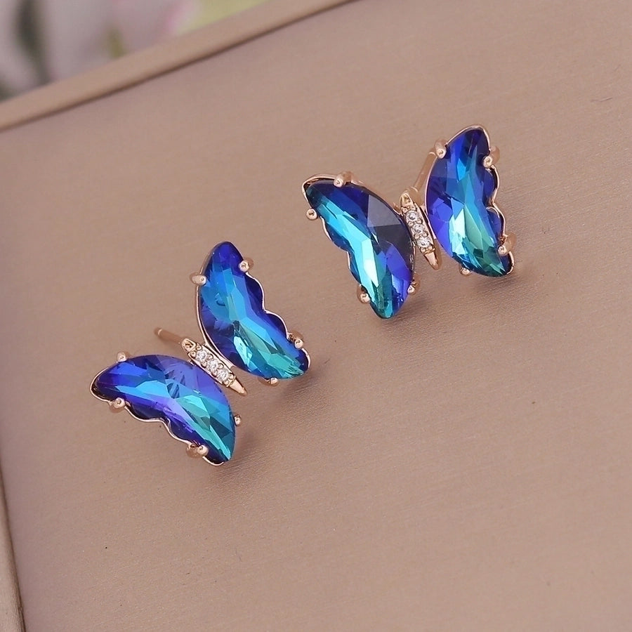 1 Pair Fashion Butterfly Plating Copper Rhinestones Glass Ear Studs