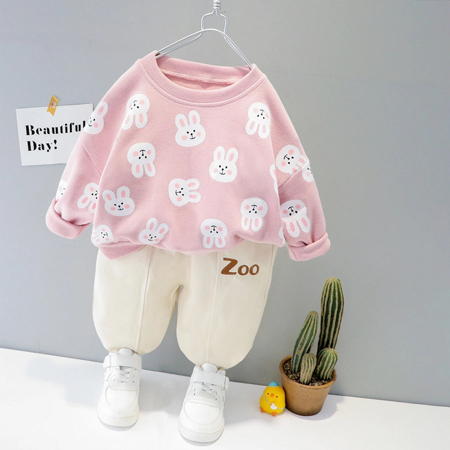 casual rabbit letter duck cotton boys clothing sets