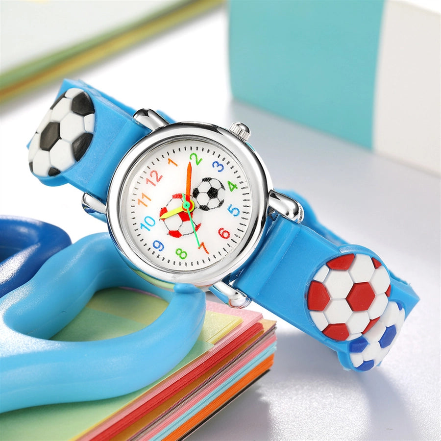 cartoon watch 3d embossed football pattern children's watch hello jewelry