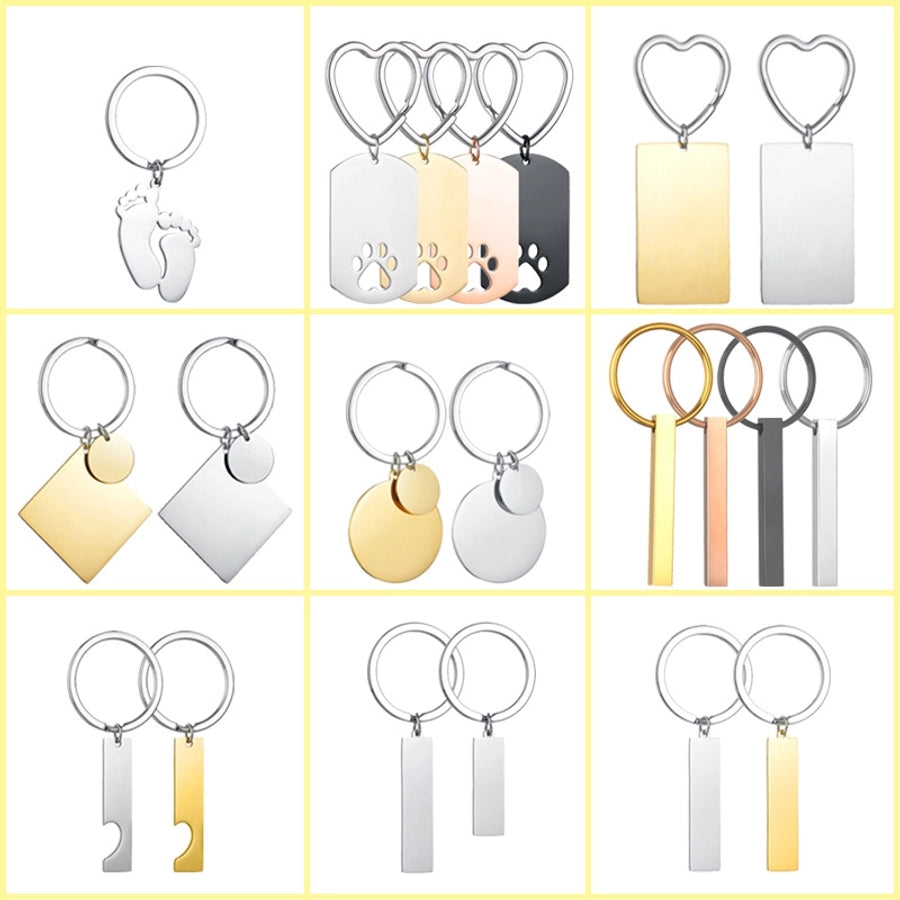 1 piece simple style geometric stainless steel plating bag pendant keychain